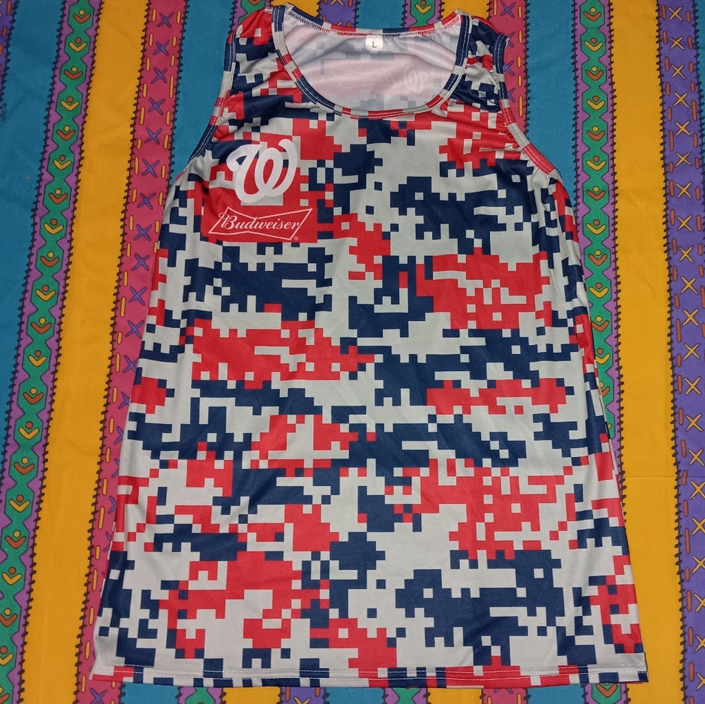 Budweiser Washington Nationals Digital Camo Sleeveless Jersey Shirt Baseball